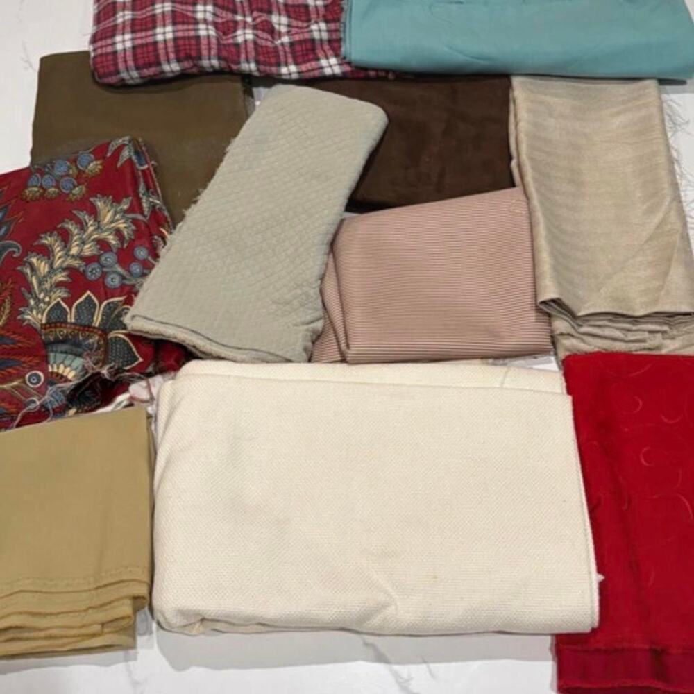 Large mixed lot of assorted fabric remnants and yardage pieces vintage